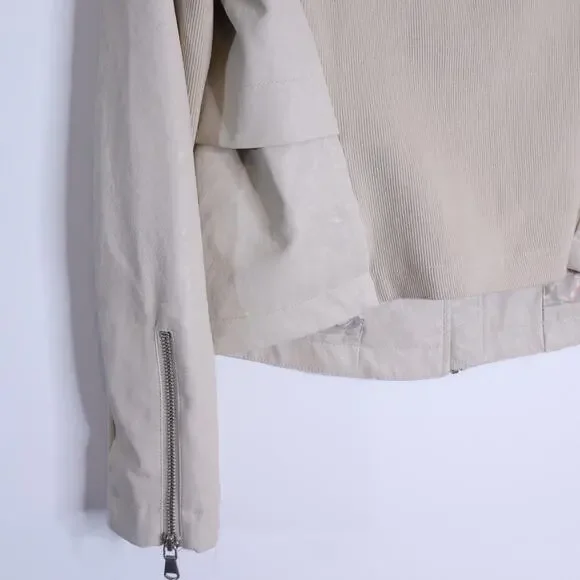 BY ANTHROPOLOGIE Marcail Faux Leather Anorak Jacket Beige Long Sleeve Women's S